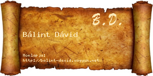 Bálint Dávid névjegykártya